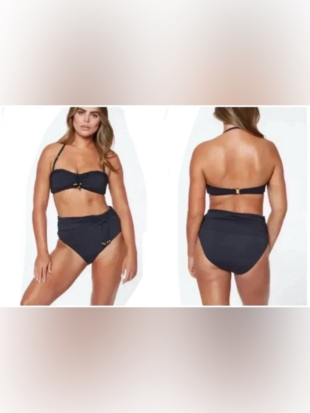 Bleu Rod Beattie Glam Stand Braided Bandeau Bikini Top & High Waisted Bottom